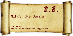 Mihálka Barna névjegykártya