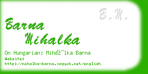 barna mihalka business card